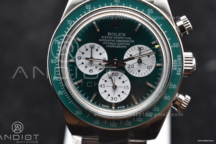 White Best Refined ADGF Bracelet Dial Daytona SS on A Green Edition 827 SS 0126